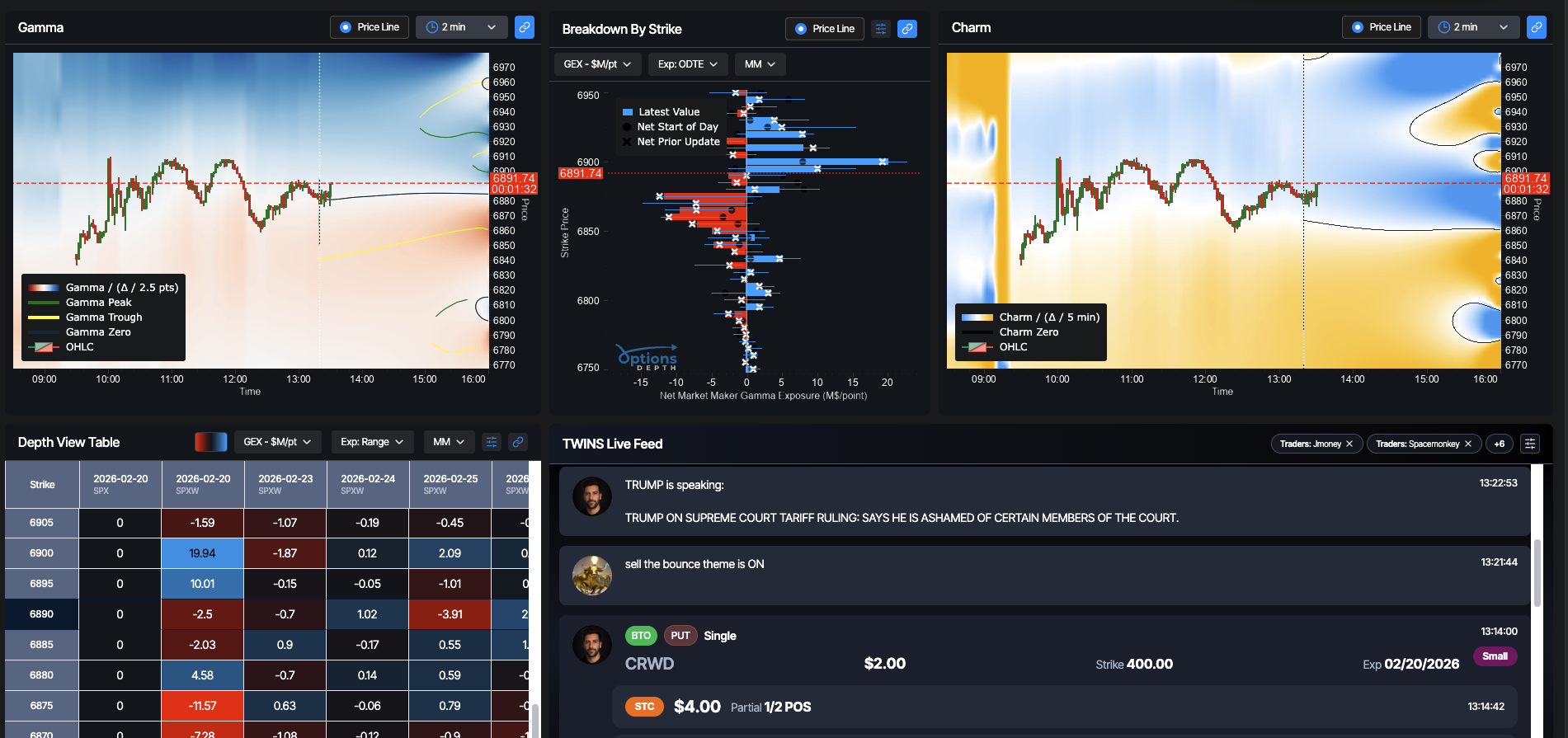 OptionsDepth gamma visualization and dealer positioning dashboard
