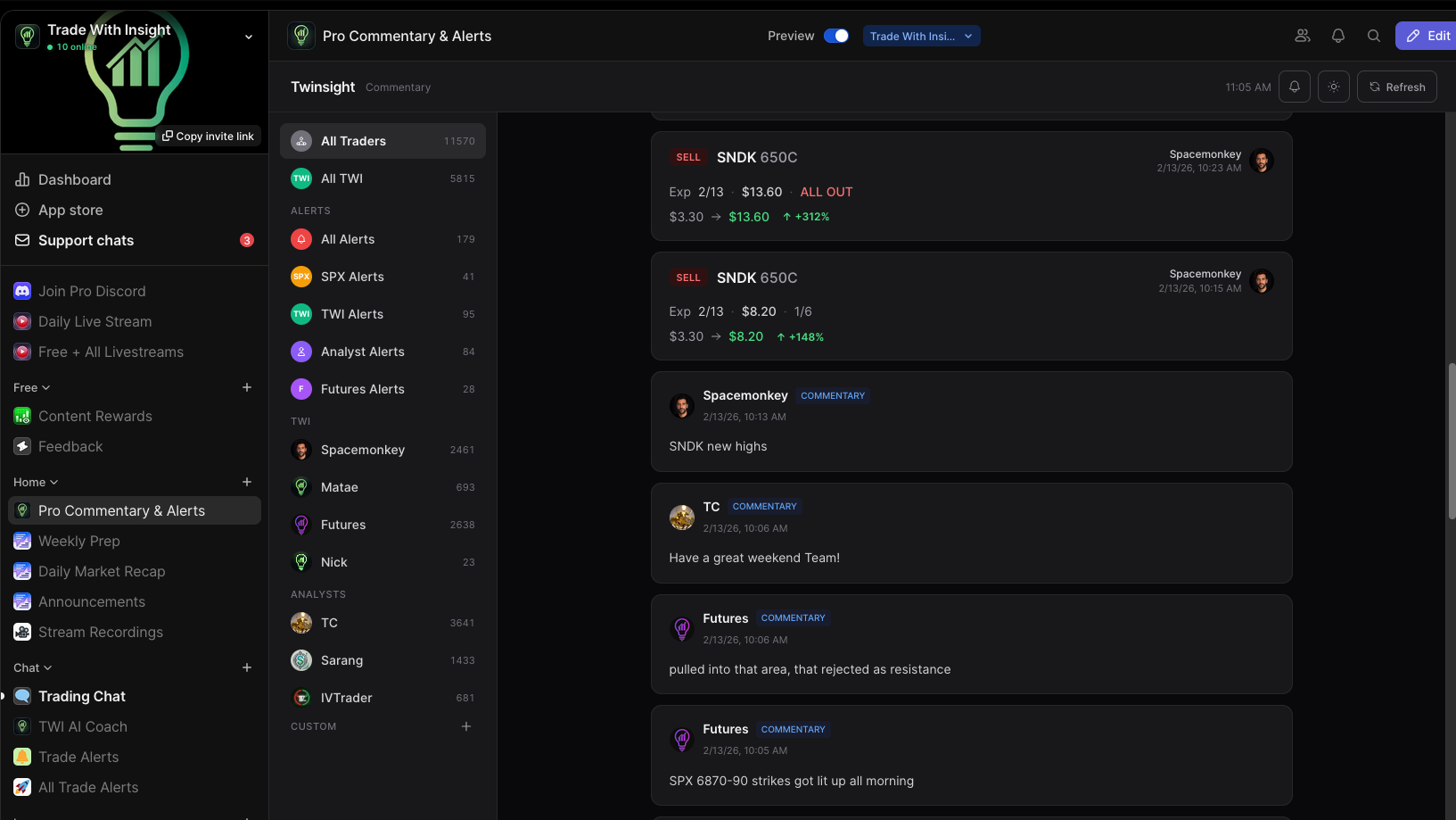 Pro Commentary & Alerts